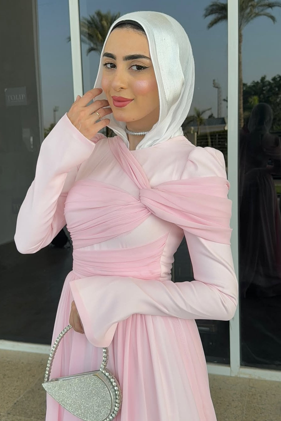 Hannah Knot Detail Chiffon Dress