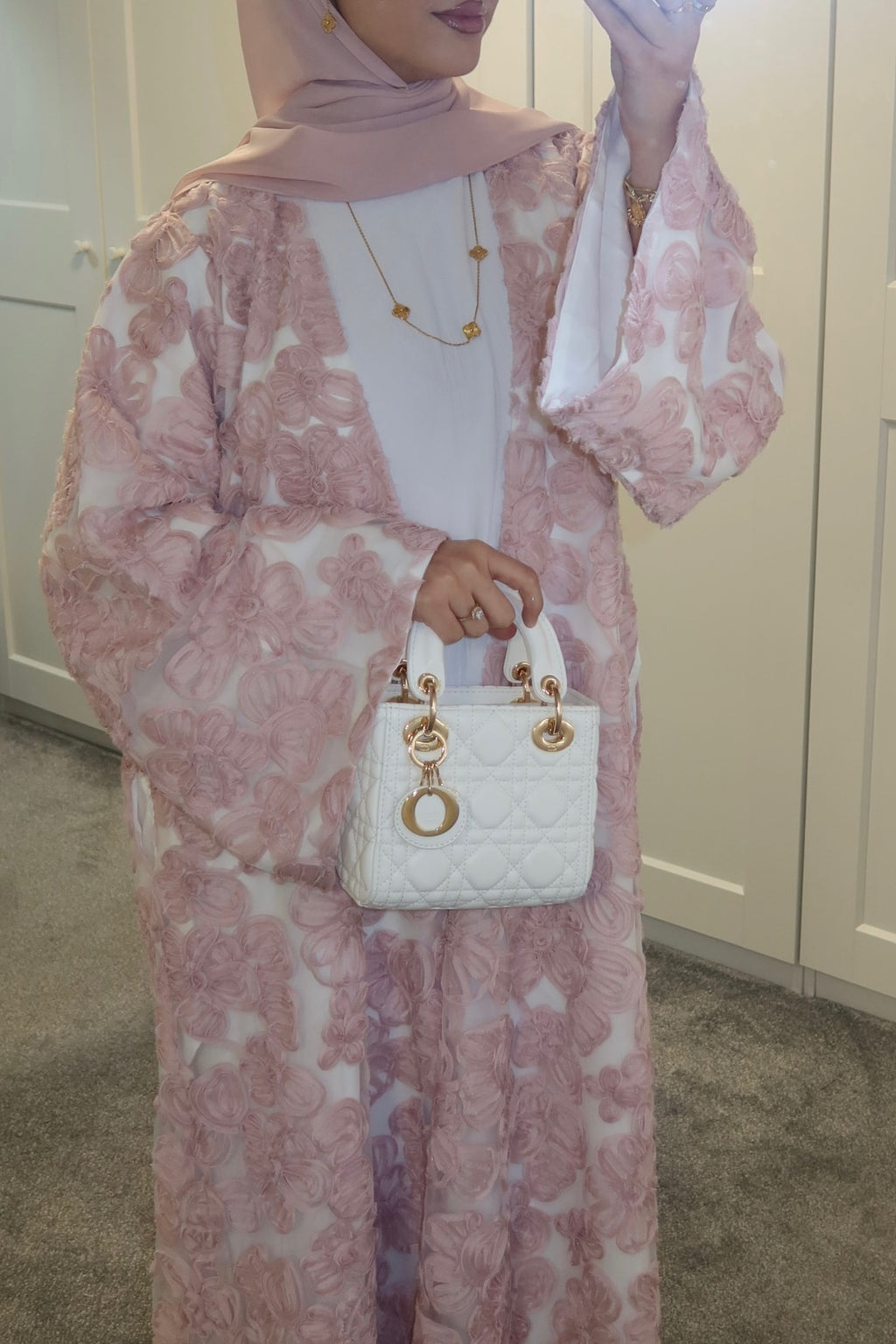 Farah 3D Floral Open Long Abaya