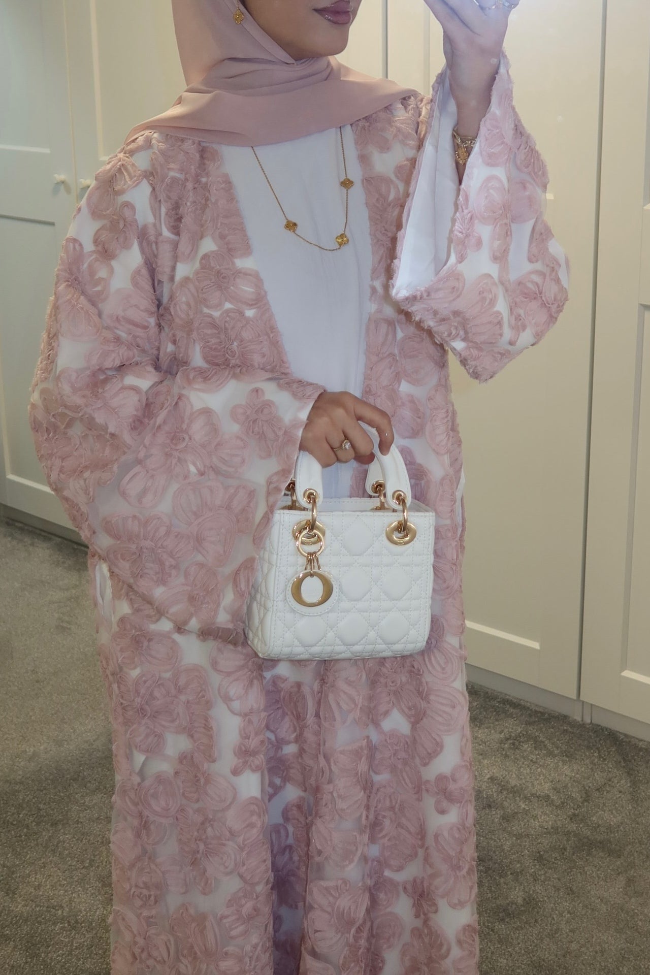 Farah 3D Floral Open Long Abaya