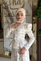 Nadia Printed Peplum Skirt Set-Pink