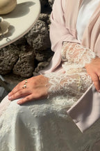 Muna Lace Panel Flare Sleeve Open Abaya