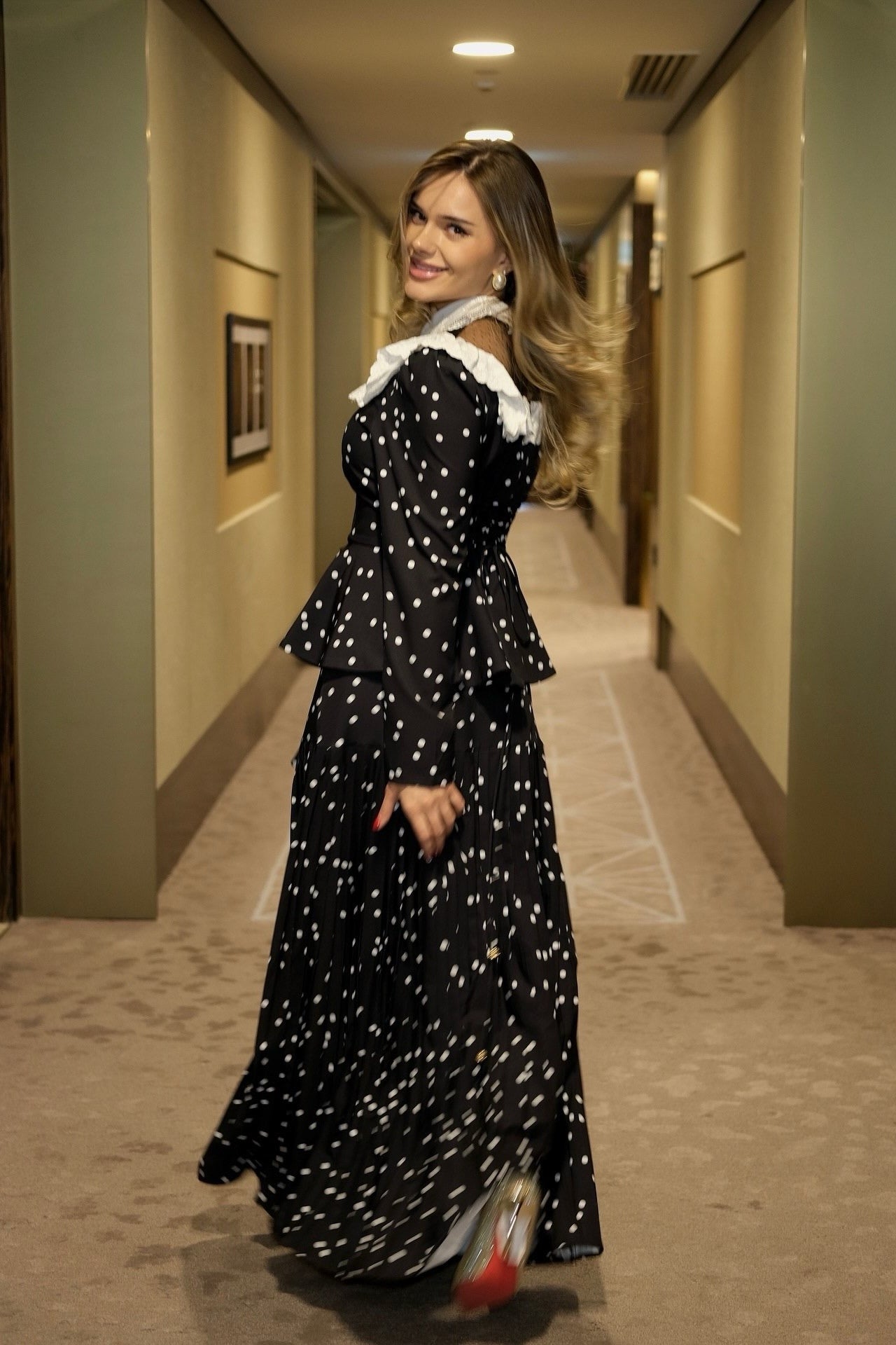 Clara Lace Collar Polka Dot Co-ord Set-Black