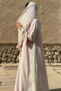 Muna Lace Panel Flare Sleeve Open Abaya