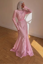 Elaina Dotted Button Tie Waist Mermaid Maxi Dress