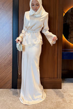 Chloe Lace Trim Satin Tunic Set