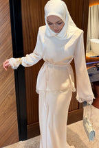 Chloe Lace Trim Satin Tunic Set