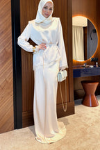 Chloe Lace Trim Satin Tunic Set