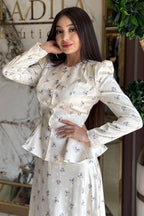 Nadia Printed Peplum Skirt Set-Blue