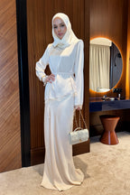 Chloe Lace Trim Satin Tunic Set