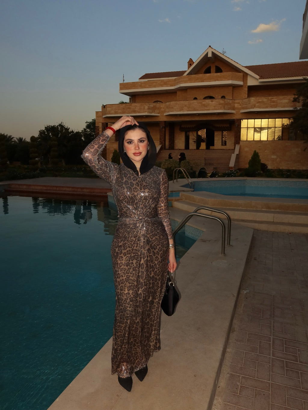Rania Leopard Faux‑Leather Wrap Maxi dress
