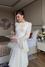 Celeste Floral Brooch Tiered Maxi Dress-White
