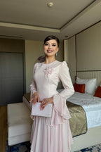 Celeste Floral Brooch Tiered Maxi Dress-Pink