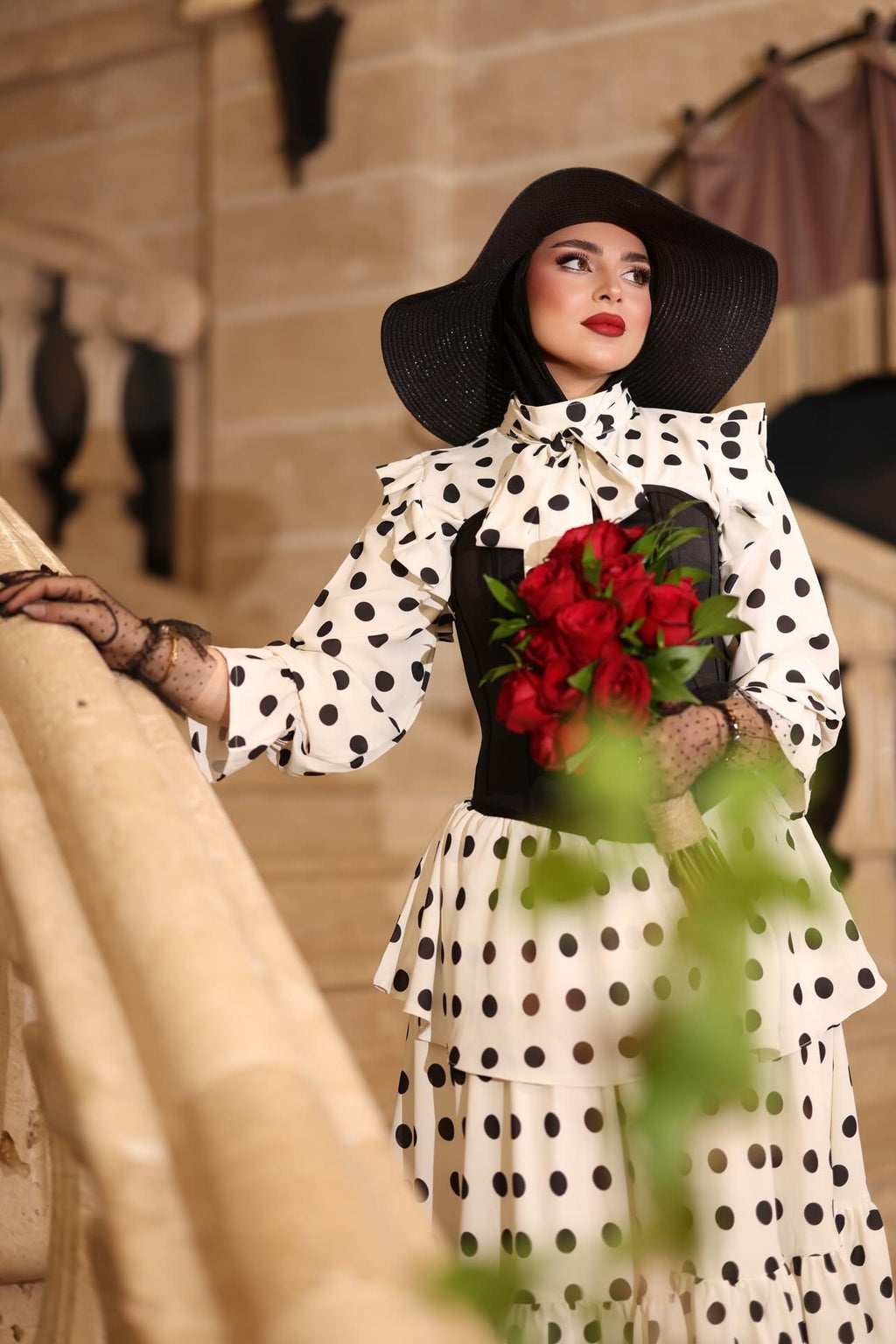 Celeste Polka Dot Corset Tiered Set