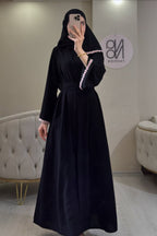 Zaina Pink Mini Floral Trim Two Piece Abaya Set