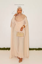 Chloe Ruched Cape Maxi Dress