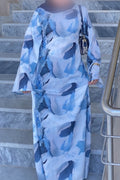 Maya Ink Brush Print Wide Sleeve Abaya