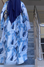 Maya Ink Brush Print Wide Sleeve Abaya