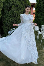 Mara Puff Sleeve Floral Ruffle Maxi Dress