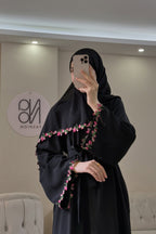 Maysa Pink Floral Embroidery Two Piece Abaya Set
