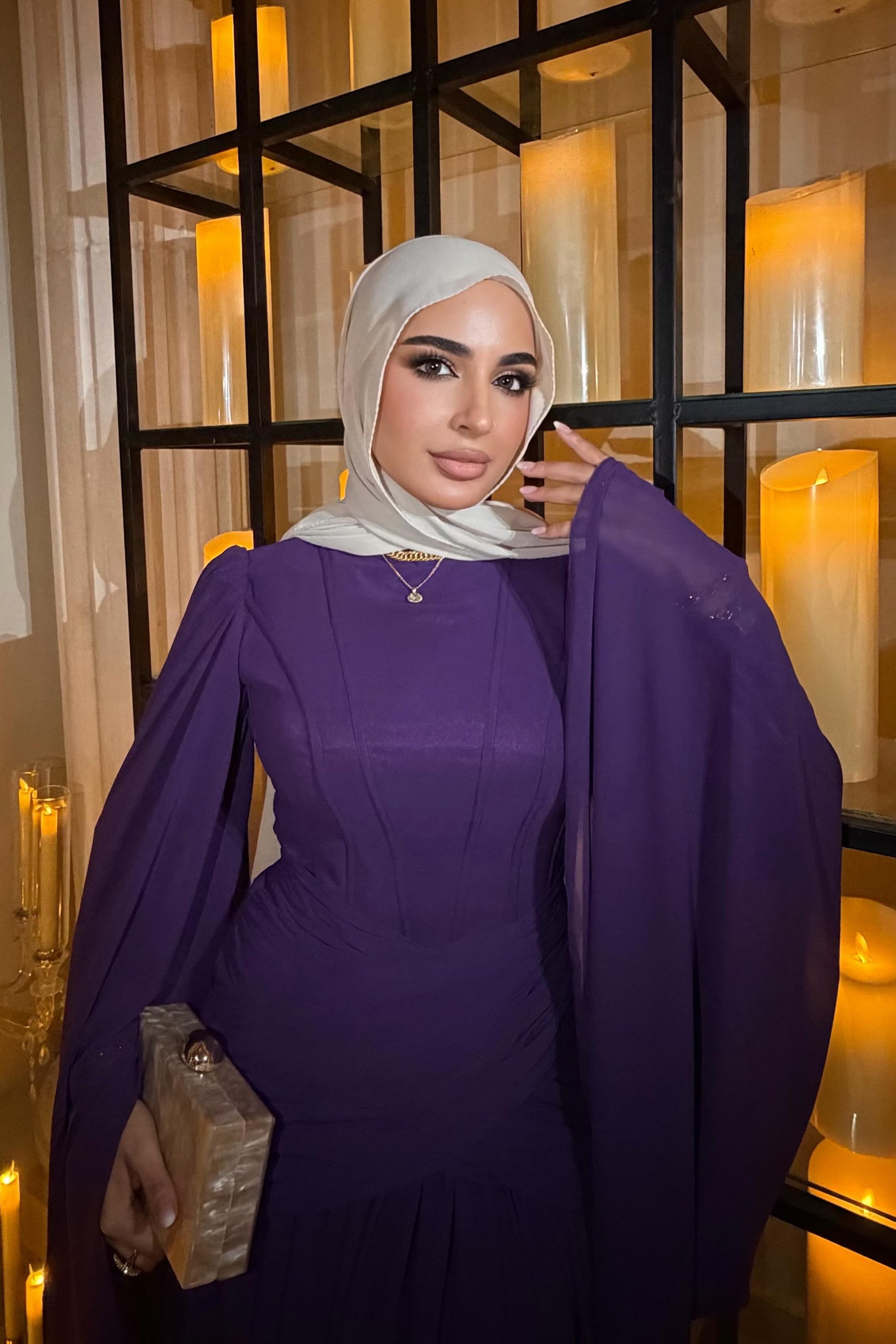 Nadia Flare Sleeve Solid Maxi Gown