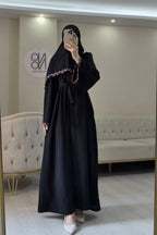 Maysa Pink Floral Embroidery Two Piece Abaya Set