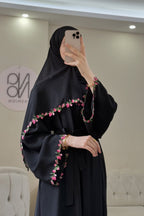 Maysa Pink Floral Embroidery Two Piece Abaya Set