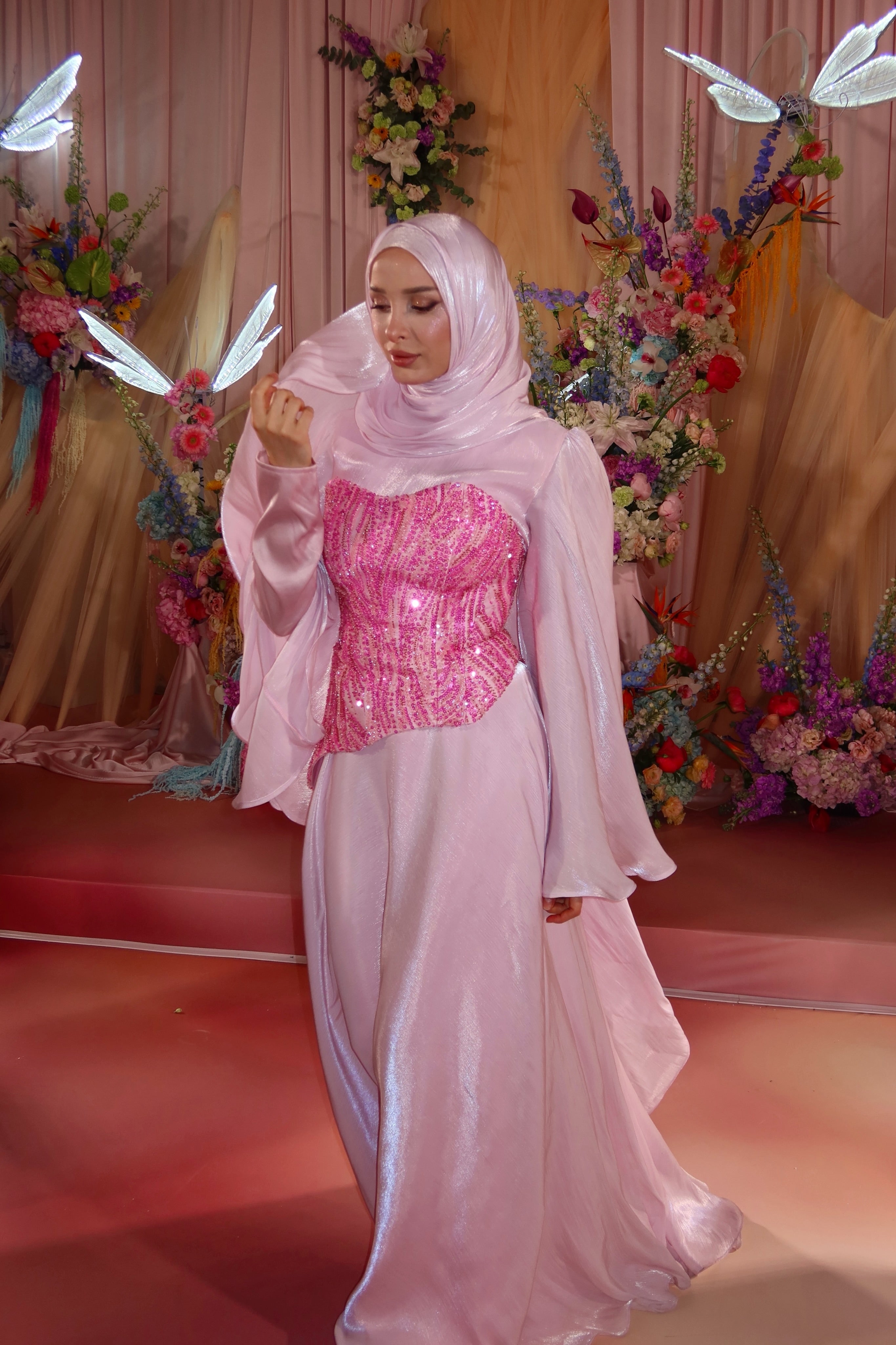 Laila Sequin Corset Cape Two Piece Abaya