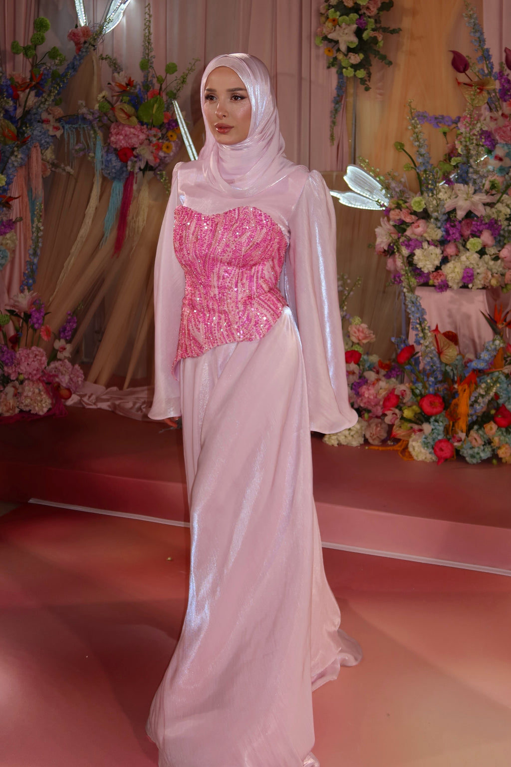 Laila Sequin Corset Cape Two Piece Abaya