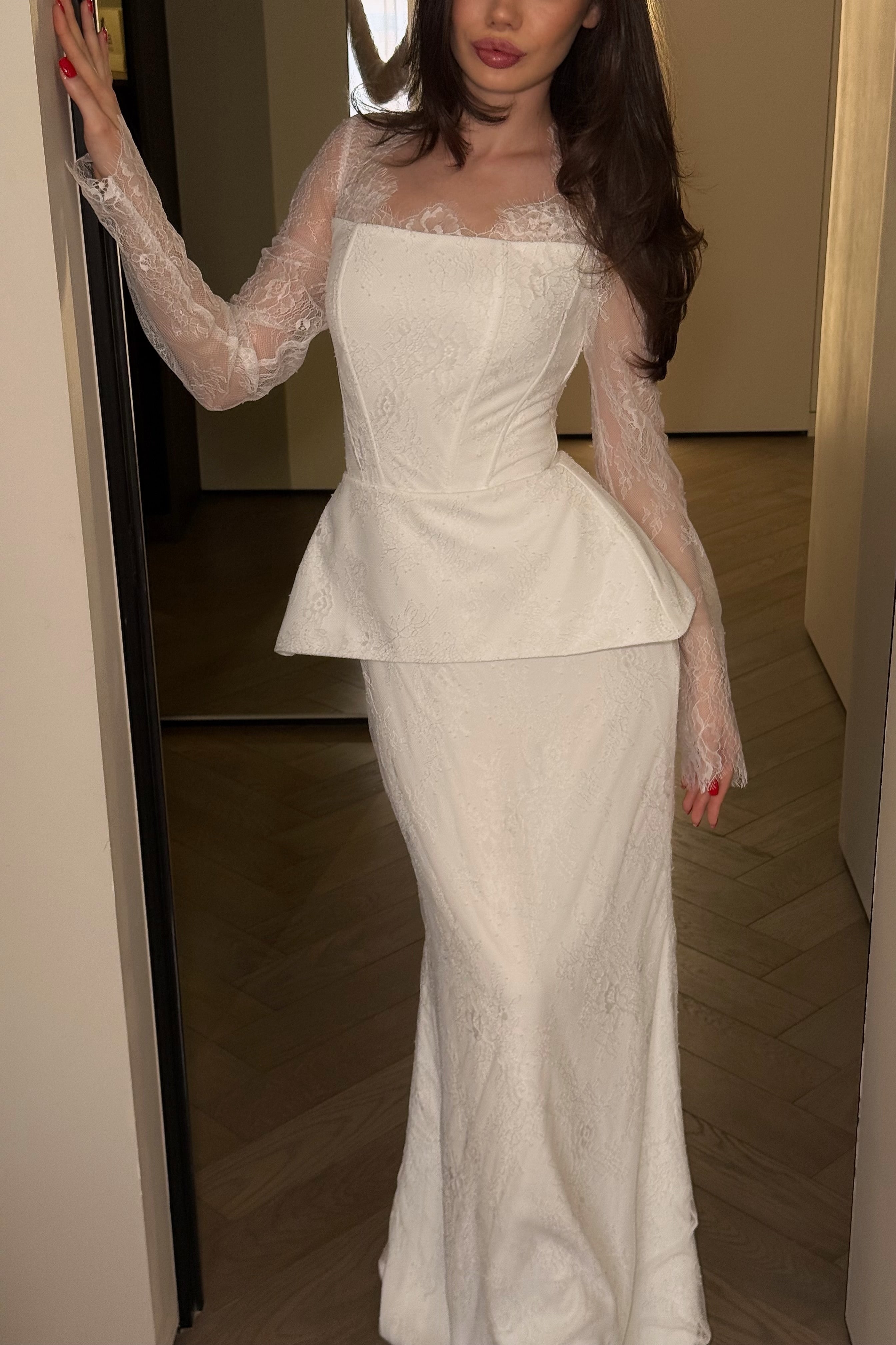 Iris Lace Peplum Mermaid Two Piece Outfit