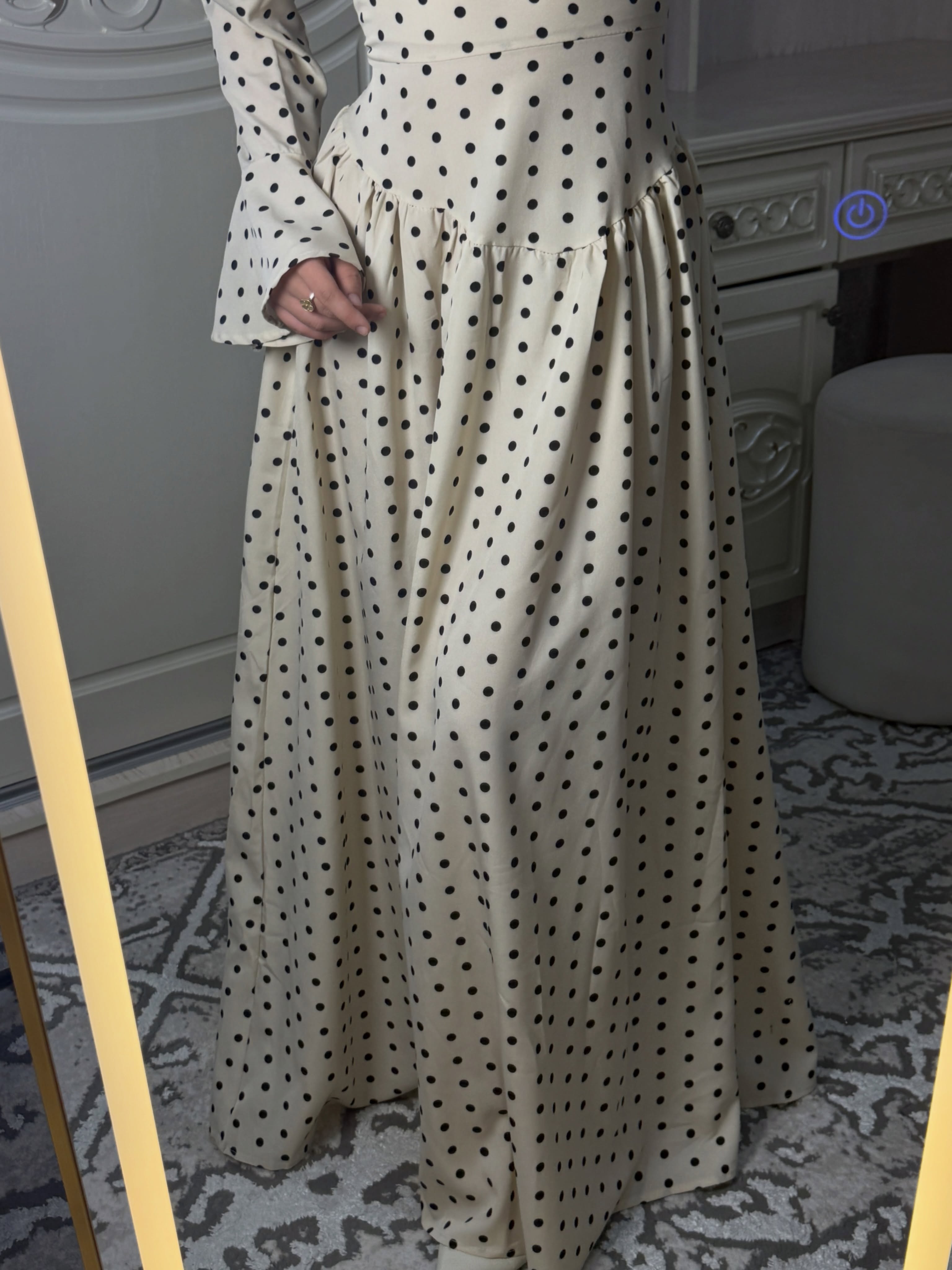 Layla Polka‑Dot Flare‑Sleeve Tiered Maxi dress