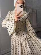 Layla Polka‑Dot Flare‑Sleeve Tiered Maxi dress