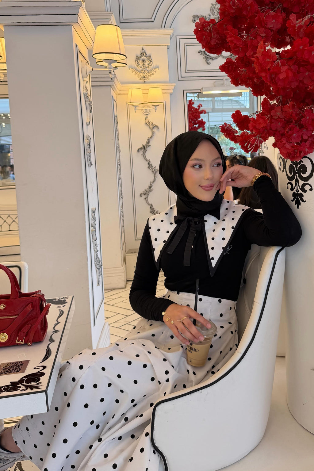 Mia Polka Dot Collar Bow Two Piece Outfit
