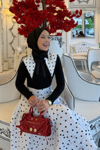 Mia Polka Dot Collar Bow Two Piece Outfit