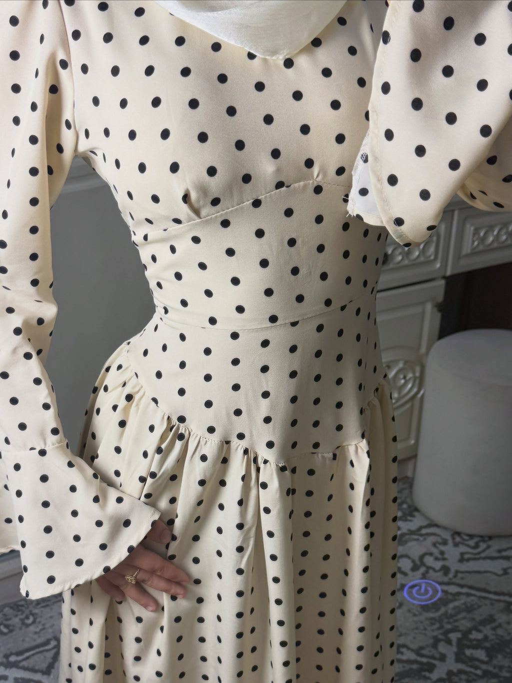 Layla Polka‑Dot Flare‑Sleeve Tiered Maxi dress