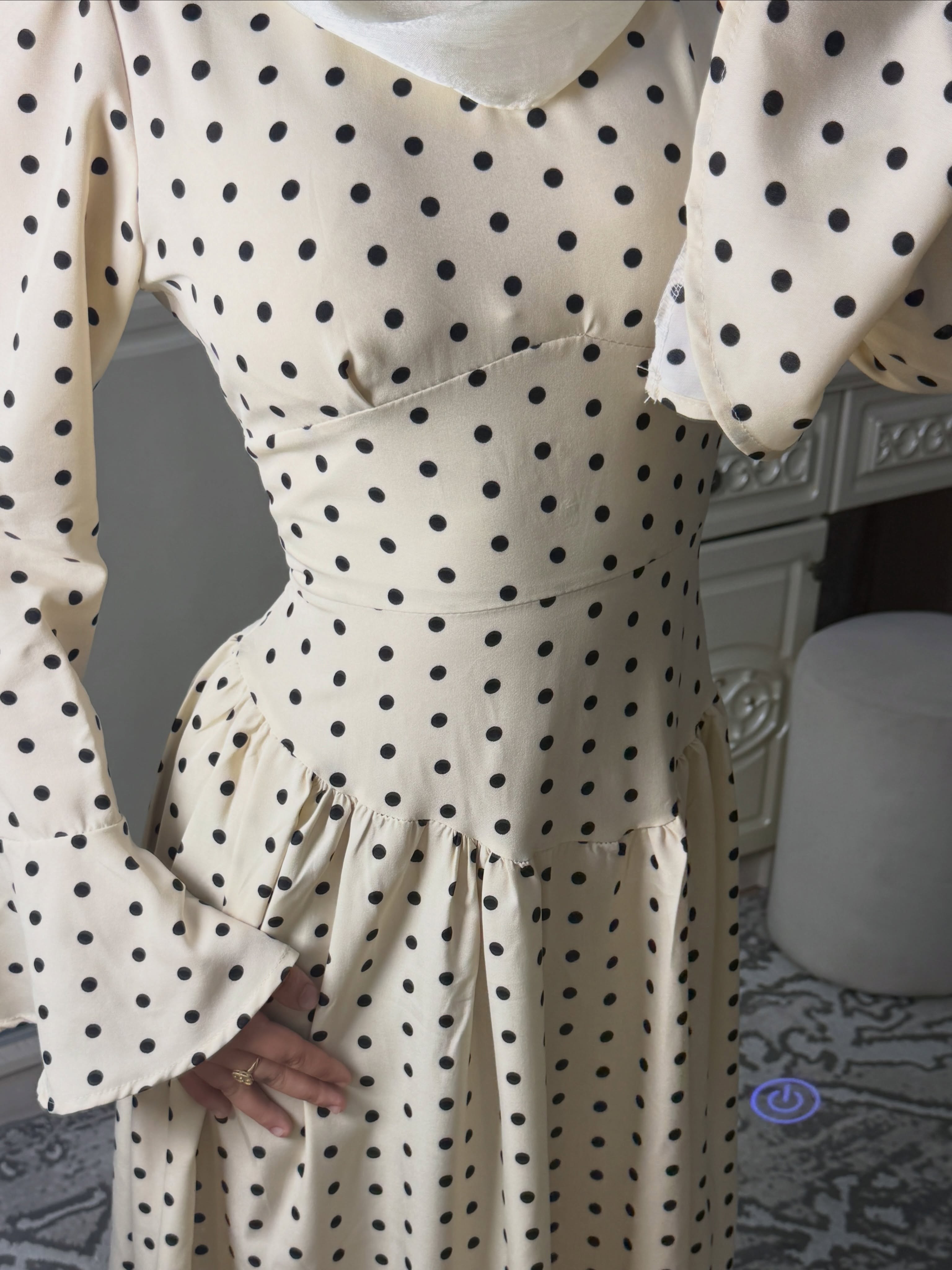 Layla Polka‑Dot Flare‑Sleeve Tiered Maxi dress