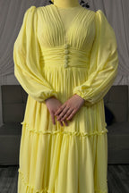Sofia Pleated Waist Tiered Chiffon Gown