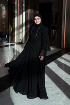 Aisha Button V-Waist Chiffon Modest Maxi Robe