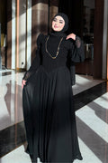 Aisha Button V-Waist Chiffon Modest Maxi Robe