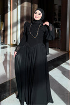 Aisha Button V-Waist Chiffon Modest Maxi Robe