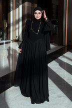 Aisha Button V-Waist Chiffon Modest Maxi Robe