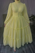 Sofia Pleated Waist Tiered Chiffon Gown