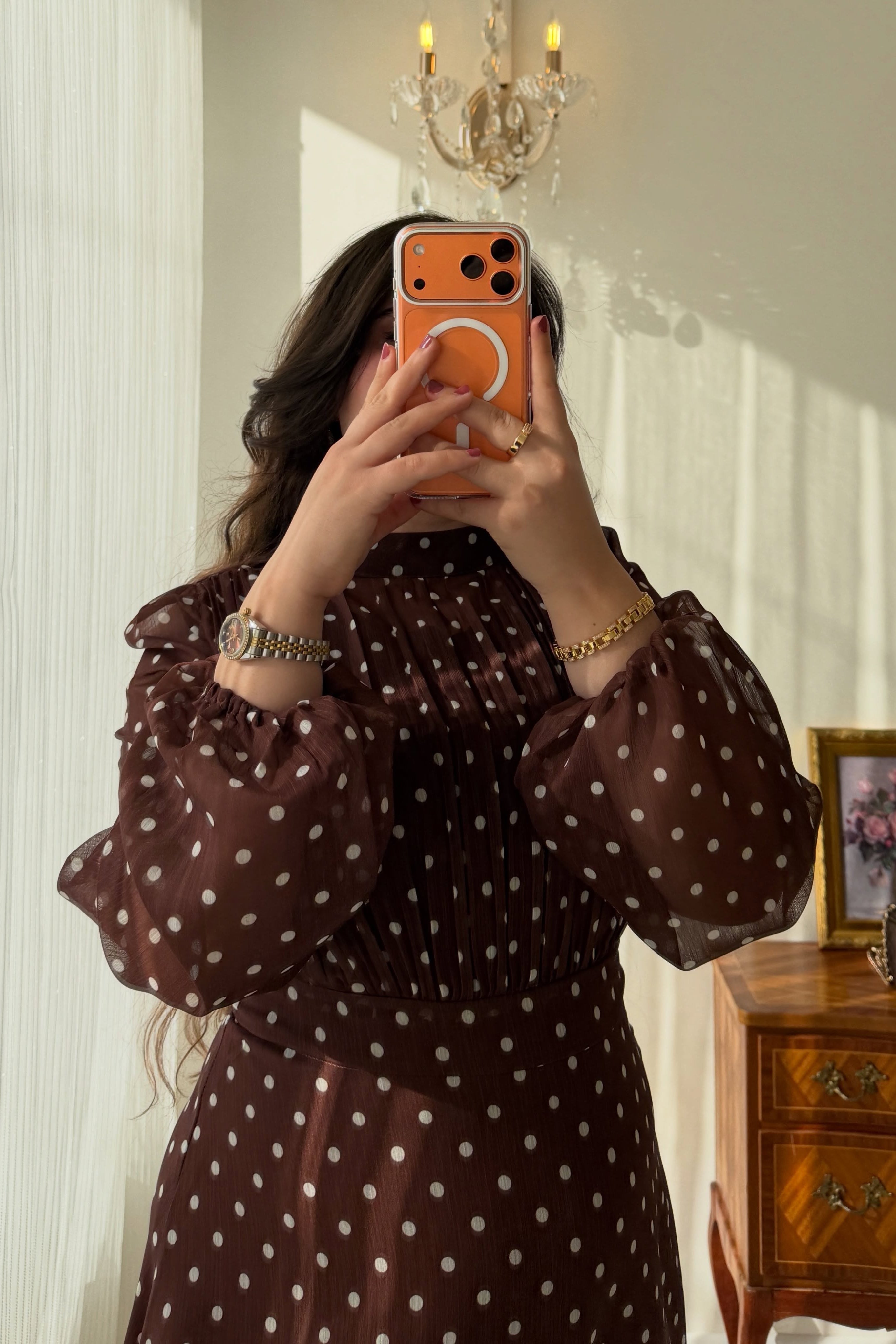 Willa Smocked Polka Dot Midi Dress