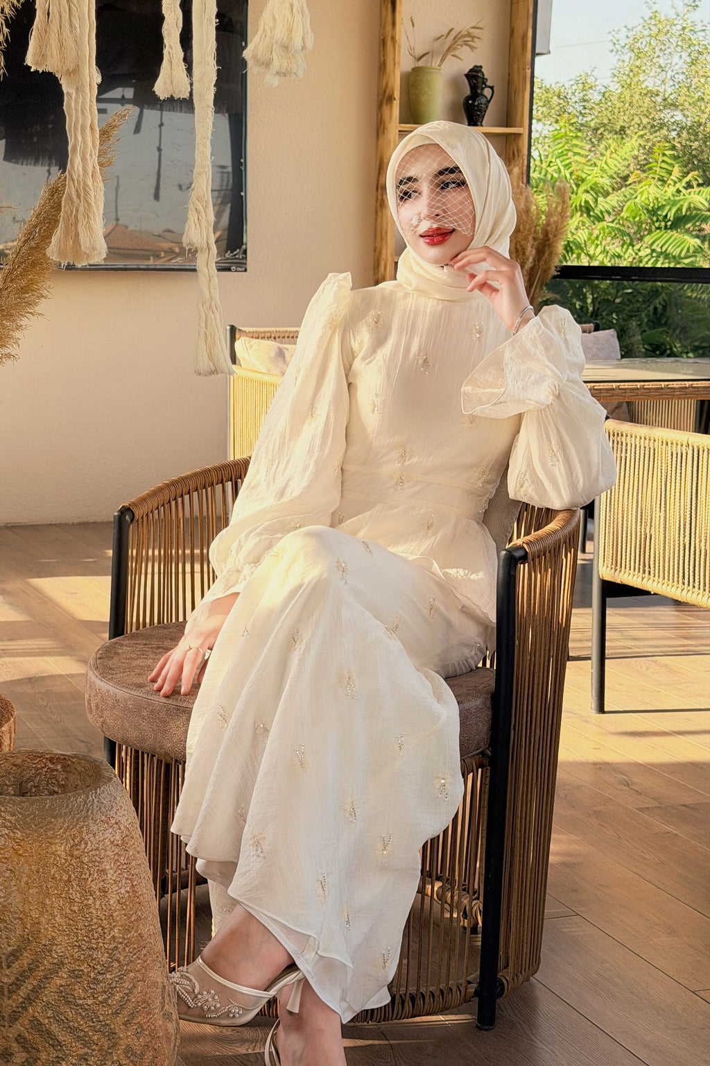 Chloe Pearl Jacquard Peplum Dress