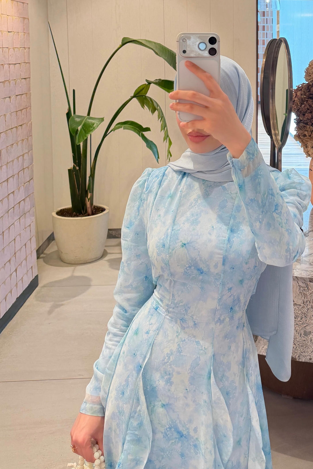 Maren Watercolor Ruffle Midi Dress-Blue