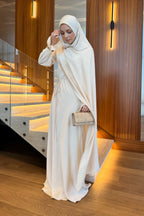 Harper Asymmetric Draped Satin Cape Dress