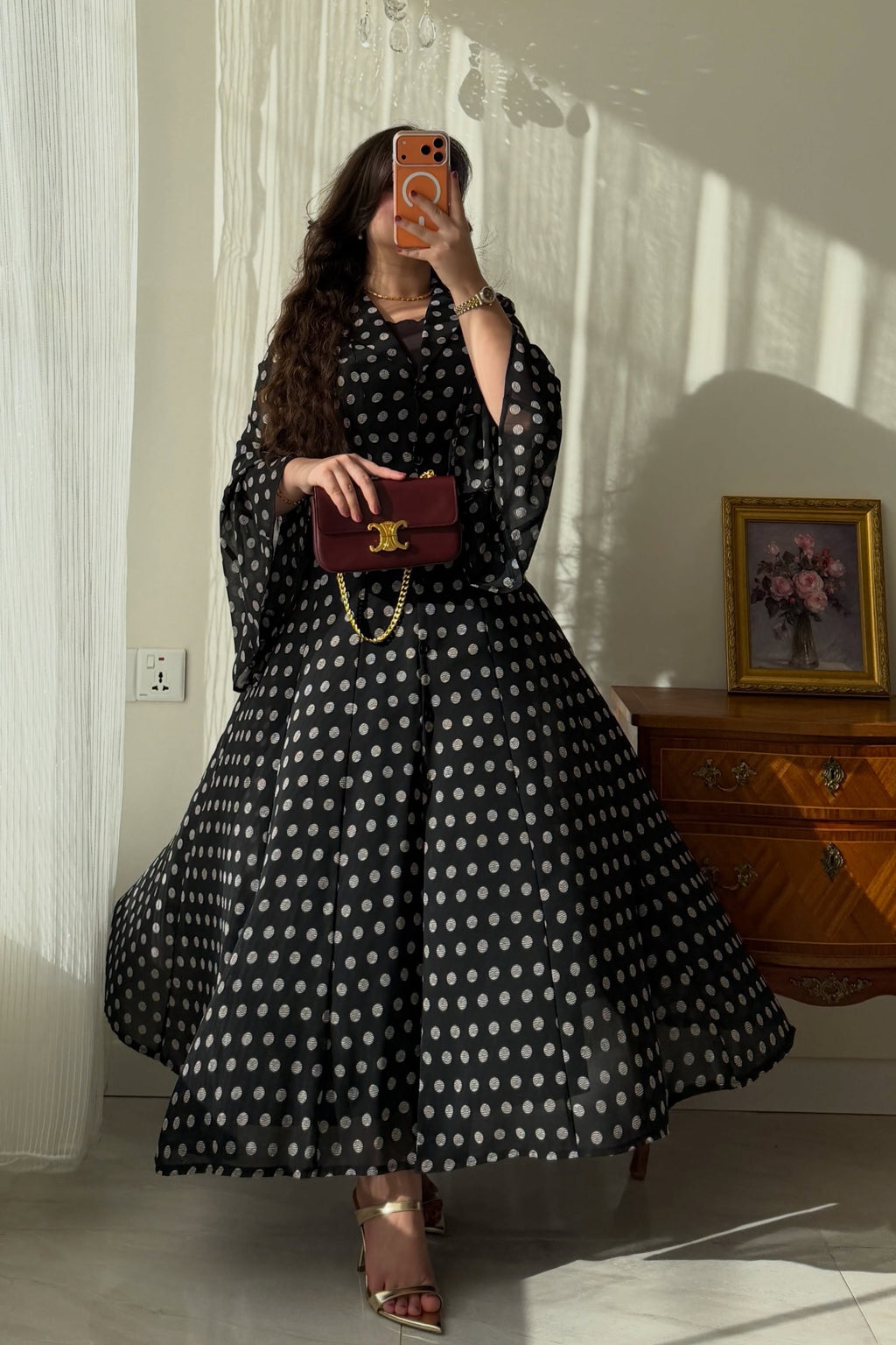 Thea Polka Dot Collared Flared Dress