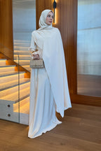 Harper Asymmetric Draped Satin Cape Dress