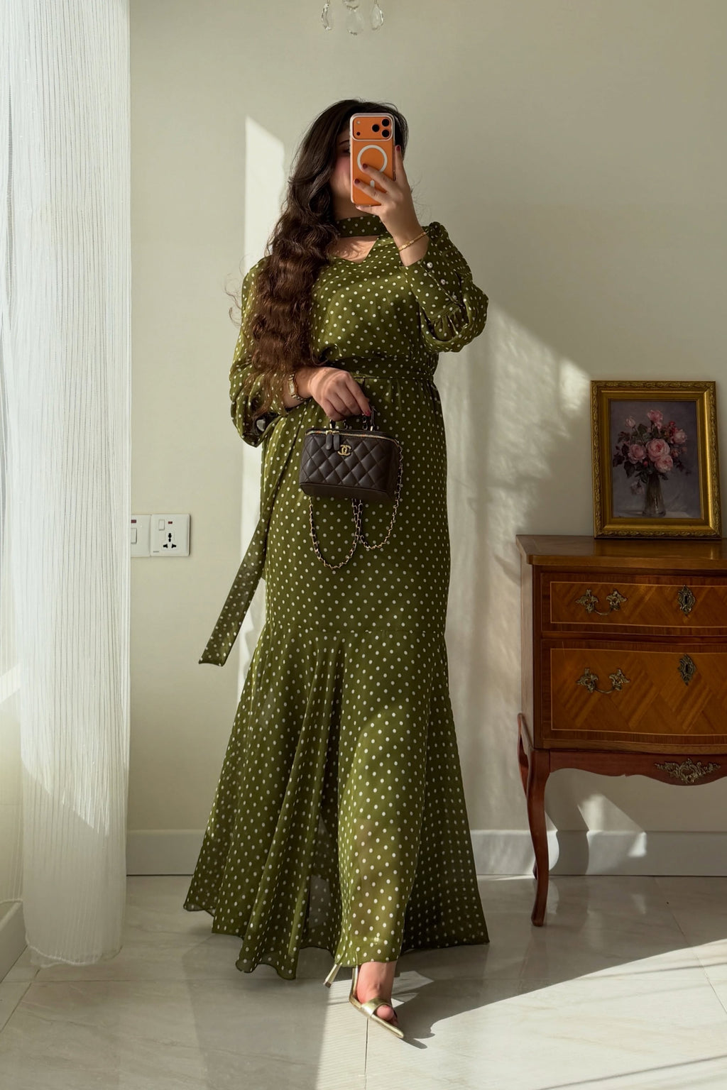 Elowen Polka Dot Tie Waist Maxi