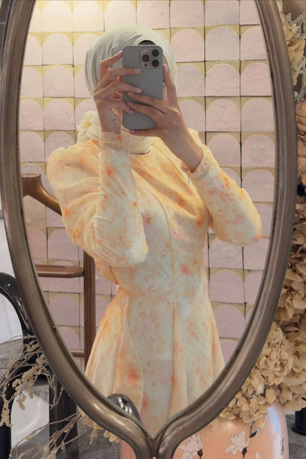 Maren Watercolor Ruffle Midi Dress-Yellow