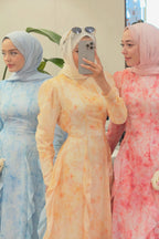 Maren Watercolor Ruffle Midi Dress-Blue